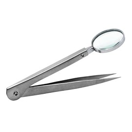 EISCO Forceps with Built-in Magnifying Glass, 5" - Fine Tip Tweezers Excellent for Detailed and Precise Work- Eisco Labs