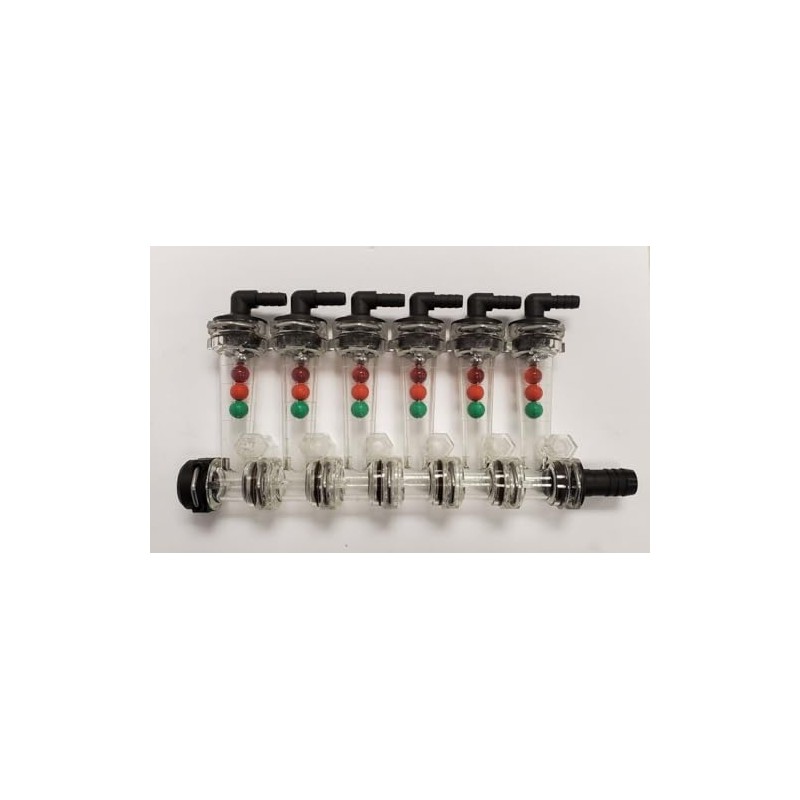 Wilger 6 Column Flow Indicator w/ 3/8" 90° Outlets &