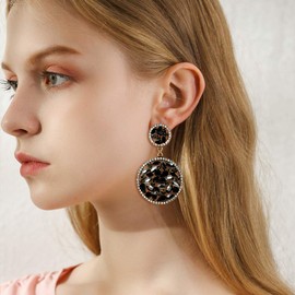 EVER FAITH Crystal Earrings Vintage Art Deco Round Earrings for Women Iridescent Clear AB, Crystal, No information