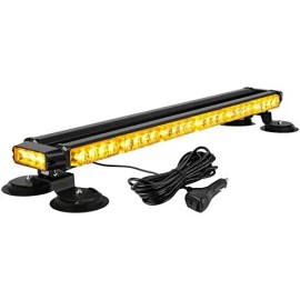 29.5-Inch 54 LED Strobe Light Bar Double Side High Intensity Emergency Warning Magnetic Base Safety Construction New forLight Color: Amber, Rated Power: 54, Beam Angle: Spot