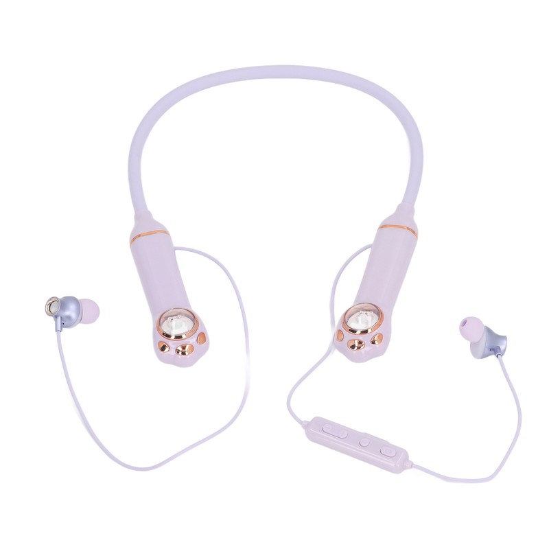 Neckband Earbuds IPX5 Bluetooth 5.3 Wireless Cat Pattern RGB Backlight