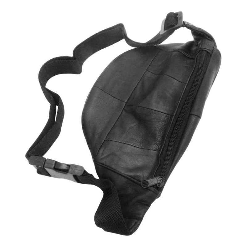 Lambretta Scooter Black Leather Fanny Pack Adjustable Travel Bumbag Gift