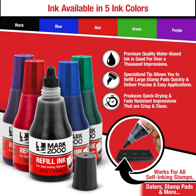 Mark 2000 Self-Inking Refill Ink - Black - 25cc (0.9oz)