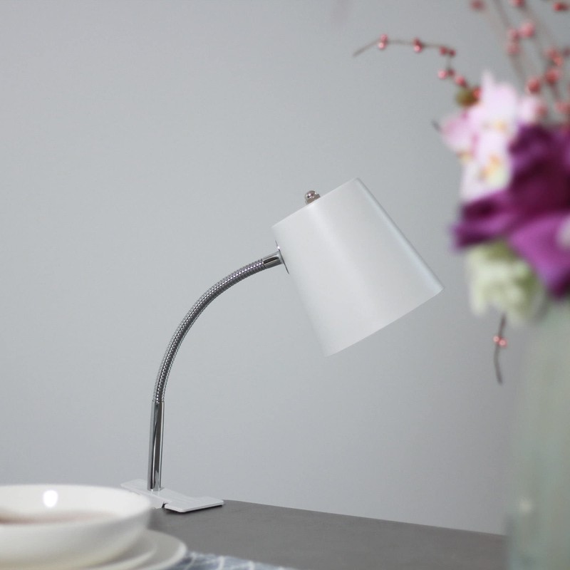 Lexi Lighting Ellie Table Lamp, White, Clamp Desk Lamp with