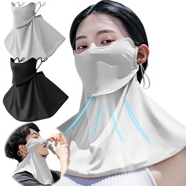 LUYULAKI Cooling Face Cover, UV Protection, Sunscreen Mask, Neck Guard, Cooling Feeling, Not Difficult to Breath and Hydration, Face Guard, Sunshade Mask, Cloth, Neck, Face Cover, Summer, Cool, Sports, Biking, Running, Driving, Camping, Golf, UV Protection, Unisex (Gray, Free Size)