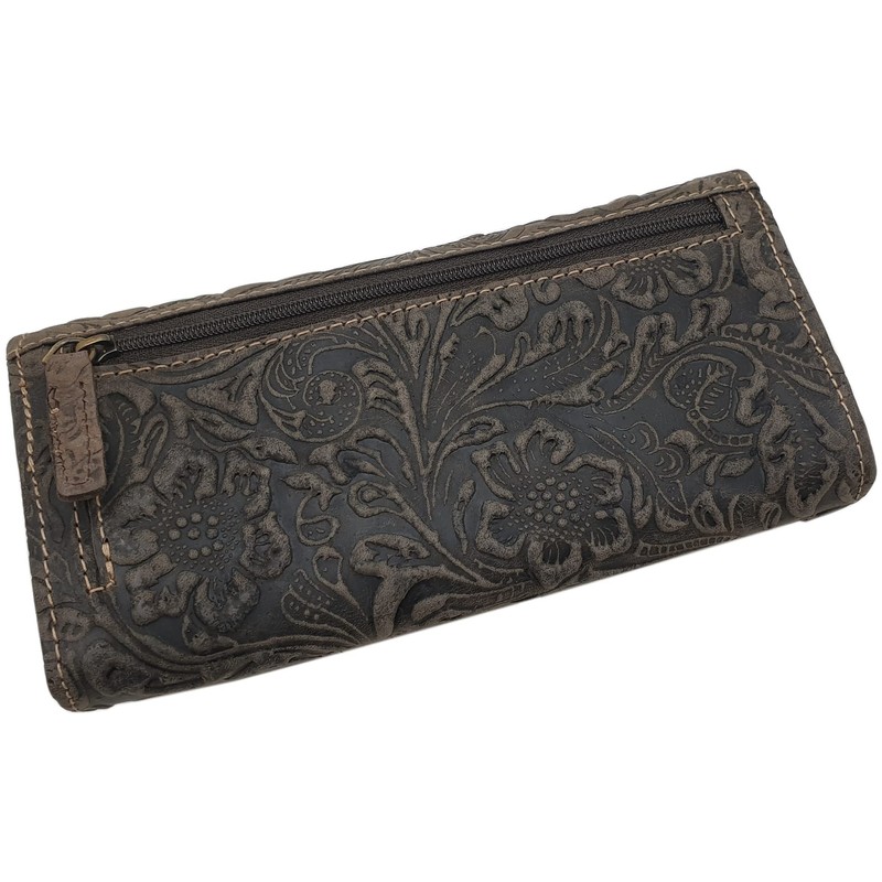 Women's Large Leather Purse with Folding Compartment and Many Card