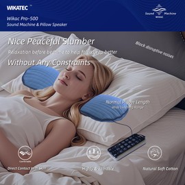 Wikac Bluetooth Soft Pillow Speaker for Sleeping,HQ Amplified Audio,50hr Play-Time,56 Natural 3D White Noise, 5 Timer, Comfortable Sleep Headphones with Bone Conduction Speakers for a Healthy Sleep