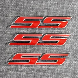3pcs SS Side Emblems Badge Nameplates 3D Raised Strong Adhesive Replacement for Impala Cobalt Camaro 2010-2016 (Redchrome)