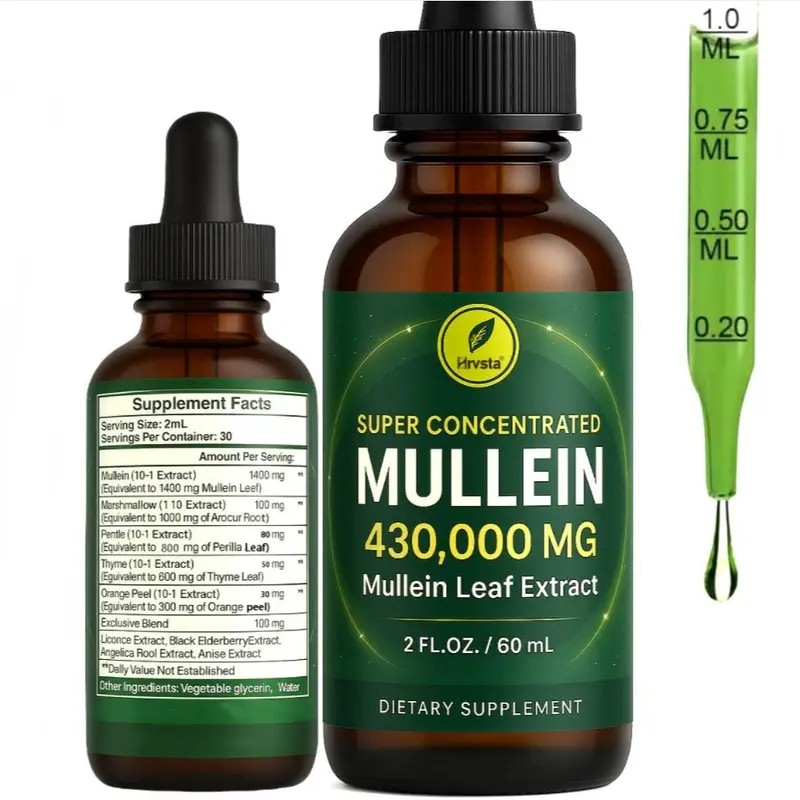 Mullein Leaf Herbal Drops with Marshmallow Root for Lung Health,