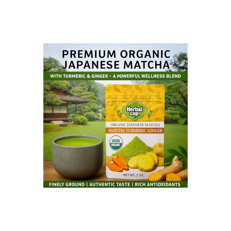 Herbal Cup Té Matcha Japonés Orgánico (Matcha Cúrcuma Jengibre, 2