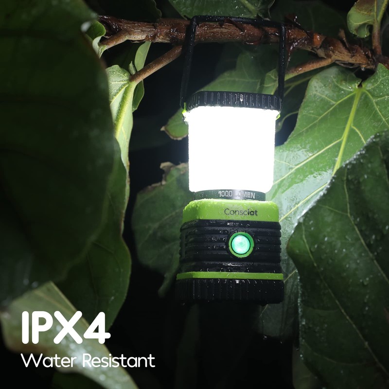 Consciot LED Battery Powered Camping Lantern, 1000LM, 4 Light Modes,