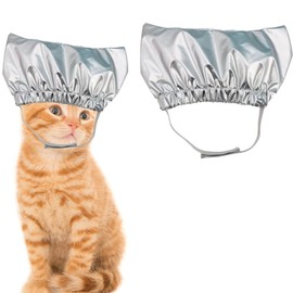 Pet Shower Caps, Reusable Cats Ear Protection Bath Cap Adjustable Pet Earmuffs Cat Dog Bathing Hat for Washing Bathing Raining Cats Ears Cover Guard (Silver, M)