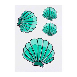 Azeeda 4 x 'Seeschale' Temporäre Tattoos - Wasserfest, Hautfreundlich & Ungiftig · Transfers in Verschiedenen Größen (TO00044283)