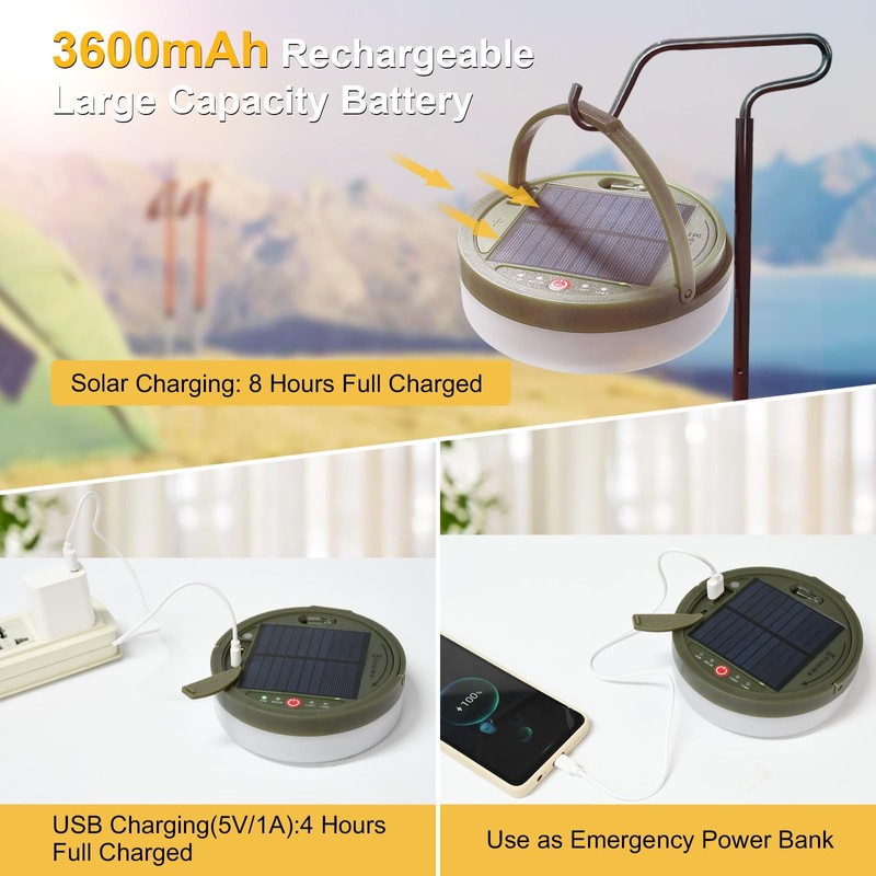Solar Power Camping Lights String,Outdoor String Lights with 8 Modes