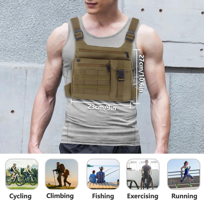KINGSLONG Tactical Chest Bag Lightweight Chest Pack, Water Resistant Running