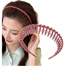 Herbeluemily Headband Headband with Comb, Bangs Clip, Men's, Women's, Skin Care, For Face Washing, Red