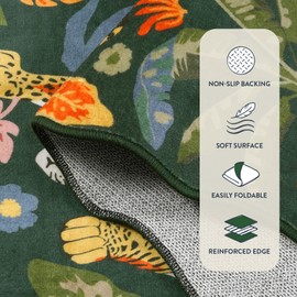 LEEVAN 3x5 Bedroom Rug Washable Tiger Kitchen Rugs Non Slip Green Entryway Mat Scalloped Bathroom Floor Pad Leopard Living Room Rug Low Pile Playroom Carpet Jungle Kids Mat