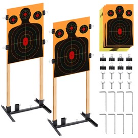 Shooting Target Stand, Heavy Duty Holder with Adjustable Base for Paper Cardboard Silhouettes, Stable H Shape Stand for Shooting Range Indoors Outdoors, Ideal for USPSA/IPSC, IDPA Practice, 2 Pack