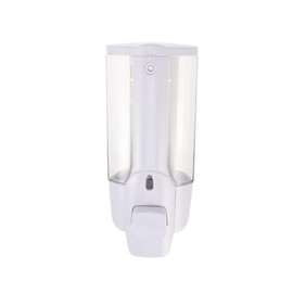 Ipetboom Wall Mounted Abs Liquid Soap Dispenser with Lock for Bathroom Shower Kitchen Sink Leak Pump with Transparent Window and Non Slip Button Easy to Install for Wet Environments