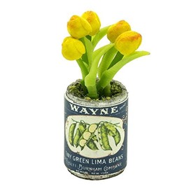 MyTinyWorld Dolls House Miniature Yellow Tulip in Food Can