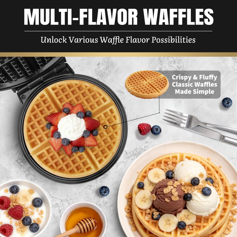 FineMade 7 Inches Classic Waffle Maker Machine, belgian waffle maker