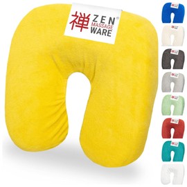Zen Massage Table Headboard Cover for Head Cushions of Cosmetic & Therapy Beds, Washable at 60° & Fluffy Terry Towelling Tension Headrest Covers for Neck Pillow Made of Cotton, Yellow