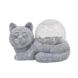 Fashionoda Fashionoda Solar Cat Garden Statue Lights for Outdoor Decor with Cracked Glass LED Figurine Lighting Resin Succulent Cat Decorations Patio Lawn Yard Housewarming Mom Gifts
