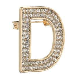 PATIKIL Initial Letter Brooch Pin, Letter D Rhinestone Brooches and Pins for Women Men for Jewelry Gifts Crafts Clothing, Gold