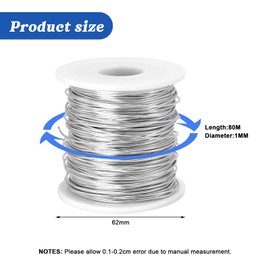 1mm Aluminum Craft Wire, 262 Feet Bendable Metal Wire, Aluminum Wire for Bike Modelling Skeleton Craft Floral Making, Jewelry Making, Wire Weaving and Wrapping(1mm*80M)