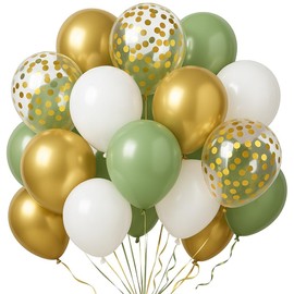 Fakindiy Balloons Set - 70 Pieces 30 cm Balloons for Birthday, Wedding & Party Decoration, Metallic Confetti Balloons 10 m Ribbon as Birthday Wedding Baby Shower Anniversary Party Decoration