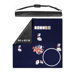 Feltectors Board Game Mat 40 x 40 inches BlueTable Cover for Mahjong, Poker, Playing Cards, Tile Games, Dominoes, and RPG - Neoprene Gaming Playmat