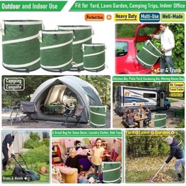 24-Gallon Collapsible Trash Can (19x21 in) Hard-Shell Bottom Leaf Bag,Yard Waste Bags,Garden Debris Bag,RV Camp Waste Bin,Pop-Up Trash Can,Recycling Bin,Laundry Hamper,Lawn Grass Clippings,Weed Barrel