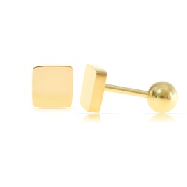 Made by Nami Set Geometric Stud Earrings Gold Made of Surgical Stainless Steel Minimalist Stud Earrings Gold Jewellery Women Hypoallergenic Waterproof Jewellery, small, Stainless Steel, No Gemstone