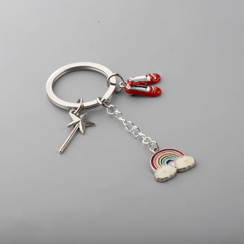 KUIYAI Ruby Slipper Keychain, Musical Inspired Gift, Magic Star Wand