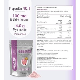 Myo Inositol y D-Chiro Inositol - Fórmula 40:1 - Suplemento Alimenticio En Polvo - 60 Porciones - Sabor Limón Rosa -Endulzado con Monk Fruit - Sin Azú