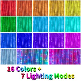 16 Colors Changing Curtain Lights - 250 LED 9.8 X 8.8 FT Fairy String Lights, 4 Modes Twinkle Lights with Remote, Backdrop Wall Hanging Dripping Lights for Bedroom Backyard Decor