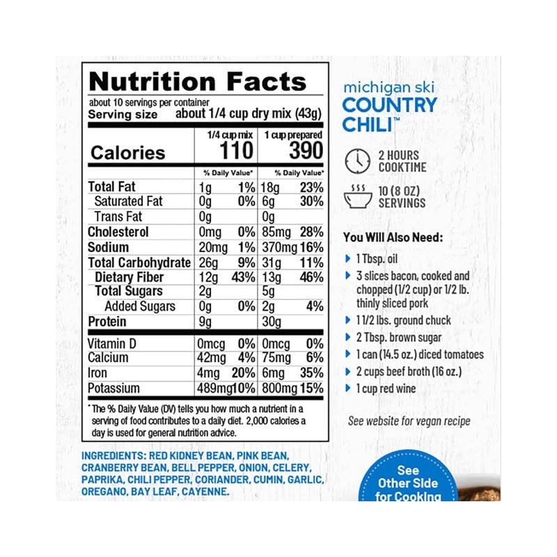 Frontier Soups Hearty Meals michigan ski country Chili, 15 oz,