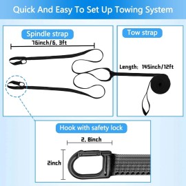 Moonoom 17.5ft Heavy-Duty Tow Strap with Two Hooks, 400kg Upgraded Black