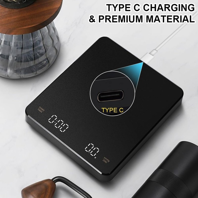 OBEST Báscula de Café con temporizador, Báscula Digital Precisa para