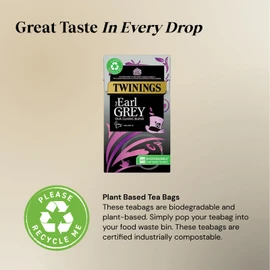 Twinings Earl Grey Tea Bergamot & Lemon Flavoured Black Tea Blend, 40 Biodegradable Tea Bags