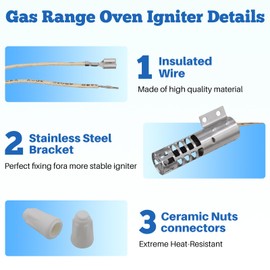 WB2X9154 WB13K10027 Gas Range Oven Broiler Round Igniter Replacement WB13K3, WB13K04, WB13K4, WB02X9154, 4342528, SGR403, 2 Year Warranty