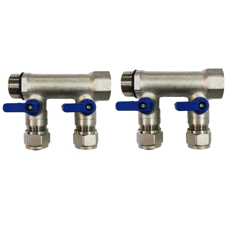 4 Loop Plumbing Manifold w/ 1" trunk & 1/2" pex