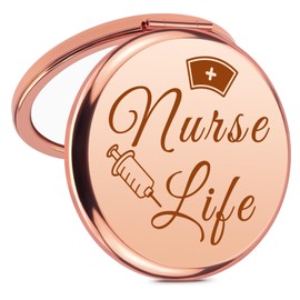 Nurse Life Makeup Mirror Future Nurse Birthday Gift Nursing Student Graduation Gifts Compact Mirror Christmas Nurses' Week Gift for Nurse RN Appreciation Inspirational Gifts Pocket Mirrors