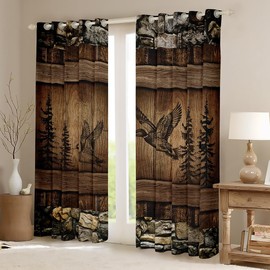 Wild Duck Blackout Curtains Farmhouse Wild Animal Duck Curtains, Woodland Wildlife Animal Window Curtains for Kids Boys Girls Retro Brown Duck Rustic Farmstyle Bedroom Curtains,2 Panels 52"Wx63"L