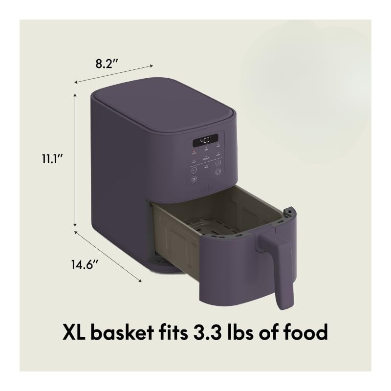 bella 4Qt Slim Air Fryer, Fits-anywhere™ Kitchenware, EverGood™ Ceramic Nonstick