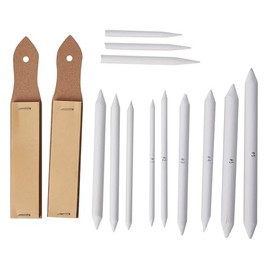 Art Blending Stumps and Tortillions Set, 16 Pieces, Drawing and Sketching Tools with Sandpaper