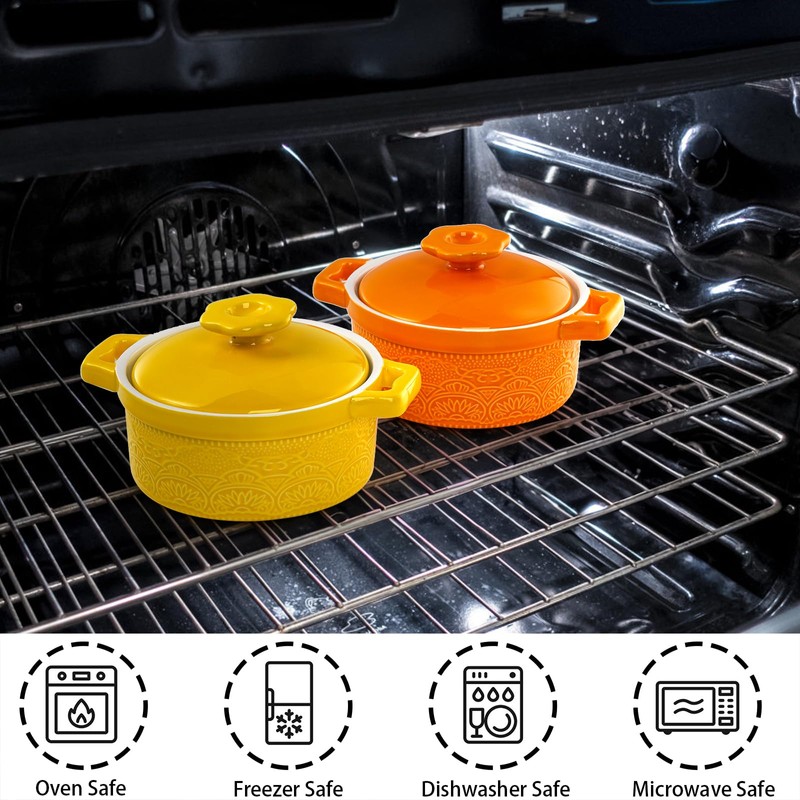 Hacaroa Set of 6 Mini Cocotte with Lid, 8 Oz