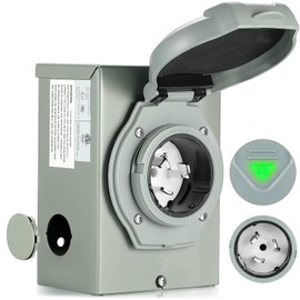 50 Amp Generator Power Inlet Box NEMA SS2-50P Outlet 3R Plug Generator Transfer Switch 3 Prong RV Outdoor Electrical Receptacle Panel Pre-drilled 125/250 Volts, 12500 Watts, Weatherproof ETL Listed