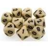 Chessex Dice Sets: Opaque Ivory with Black - Ten Sided Die d10 Set (10)