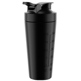 NutriVolv NutriVolv Deluxe Steel Shaker Bottle 500ml | Insulated Metal Protein Shaker | Wire Mixball Whisk | BPA Free | Non-Drip Screw Lid | Black Colour | Perfect for Mixing Powdered Shakes | Supplement Bottle